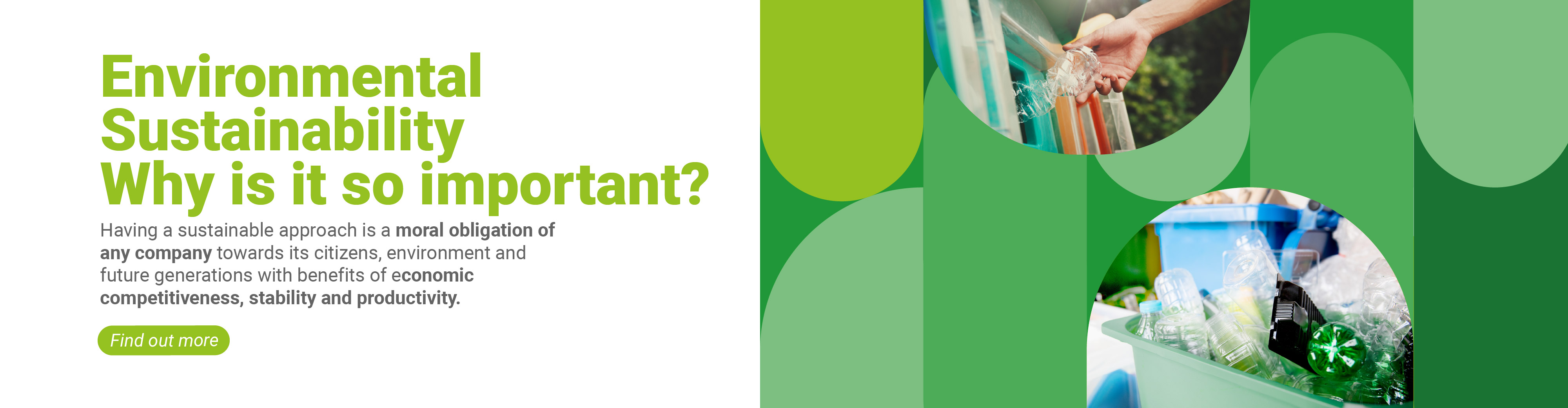 Image representing waste in a green graphic as the EHS Business Unit, symbol of the environmental sustainability service offered by Lifeanalytics