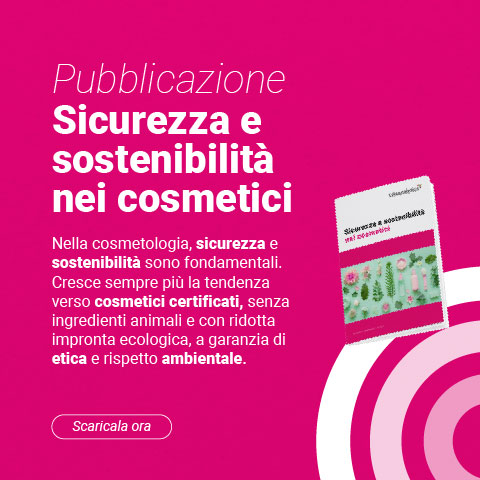 Pubblicazione sulla sicurezza e sostenibilità nei cosmetici, simbolo dell’ebook gratuito di Lifeanalytics business unit cosmesi sulla sicurezza e sostenibilità nei cosmetici