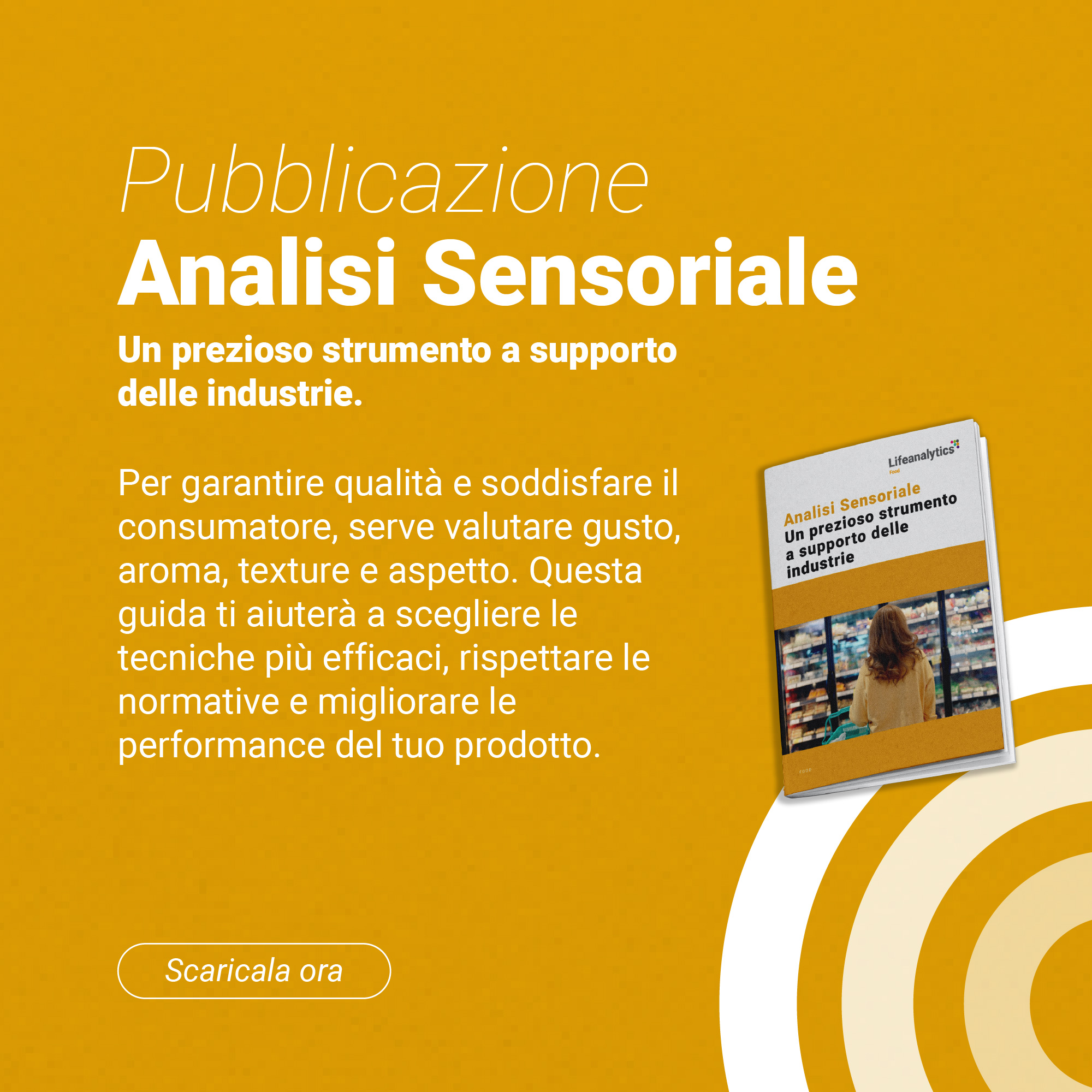 Immagine che illustra il mockup della pubblicazione della business unit food di Lifeanalytics: analisi sensoriale