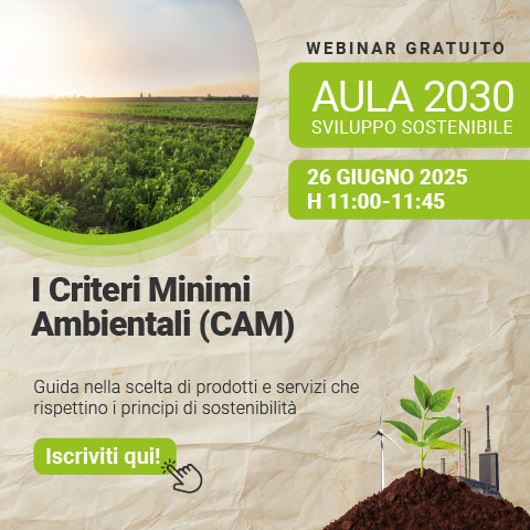 Immagine di un campo verde, simbolo del Webinar gratuito sui Criteri Minimi Ambientali (CAM)