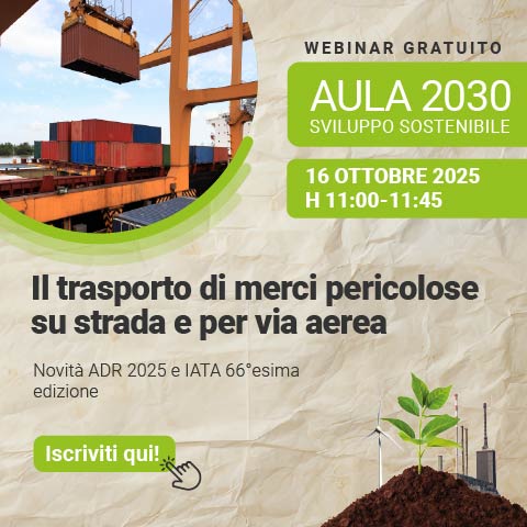 Immagine di container che vengono spostati, simbolo del webinar gratuito EHS di Lifeanalytics sul trasporto internazionale di merci pericolose, previsto per il 16 ottobre 2025, nell'aula virtuale 2030