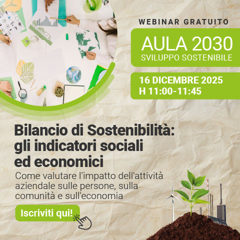 Immagine di una scrivania con fogli e materiali di cancelleria, simbolo del webinar gratuito EHS di Lifeanalytics sul bilancio di sostenibilità: gli indicatori sociali ed economici, previsto per il16 dicembre 2025