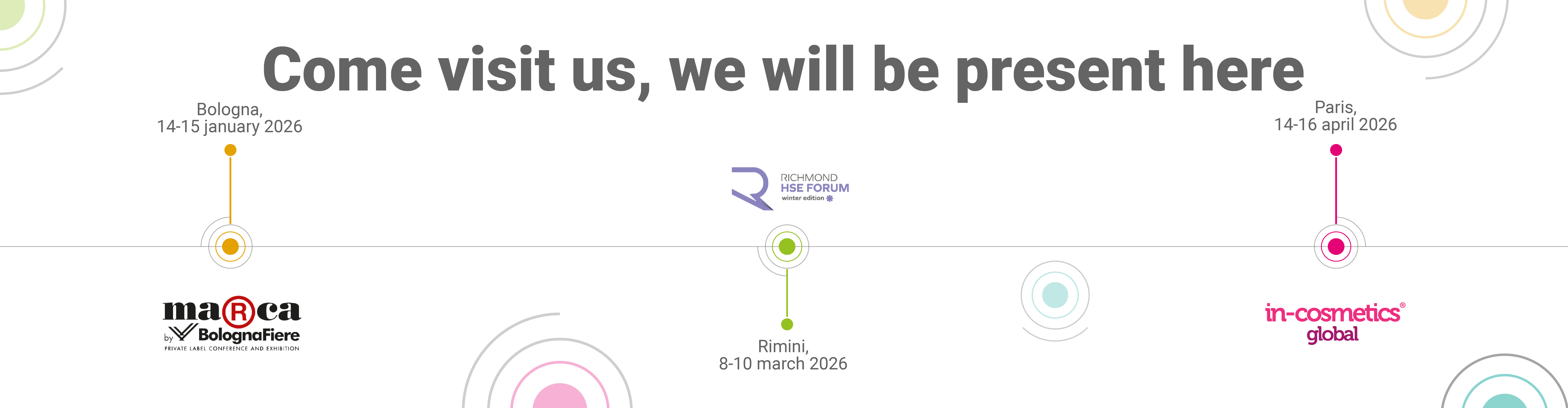 Image illustrating the upcoming fairs in which Lifeanalytics will participate in chronological order