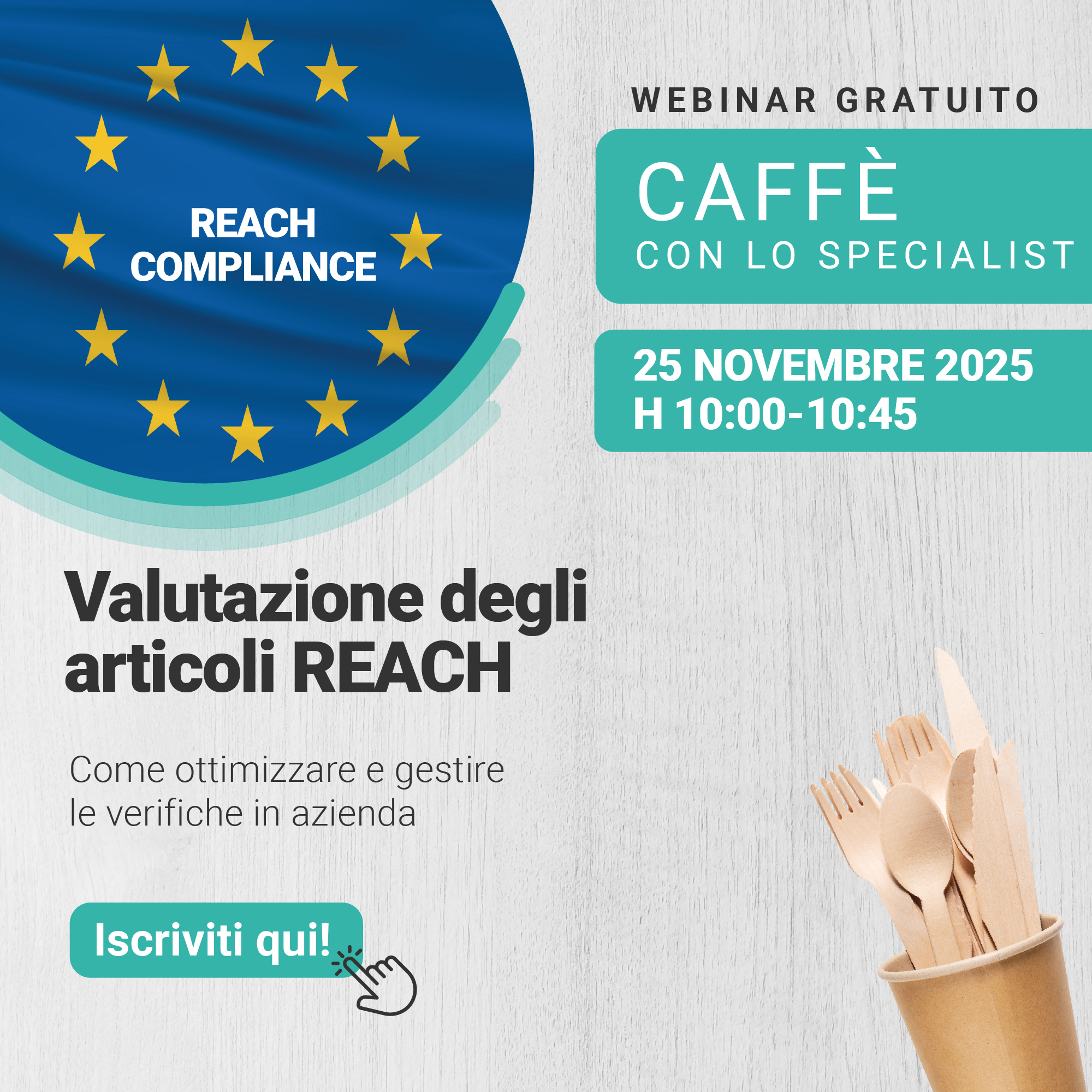 Immagine che rappresenta la bandiera europea con la scritta reach compliance, simbolo del webinar della business unit Product Safety sulla valutazione degli articoli reach e come ottimizzare e gestire le verifiche in azienda
