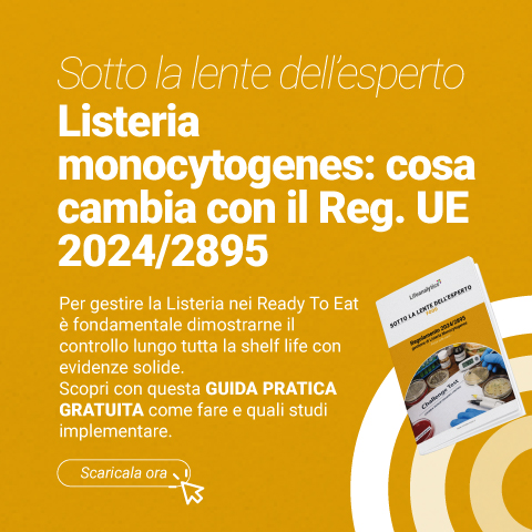 Immagine di una scrivania in primo piano con provette necessarie per eseguire test sulla listeria monocytogenes, simbolo della copertina della pubblicazione della business unit Food di Lifeanalytics sul Regolamento 2024/2895 focus sulle carni