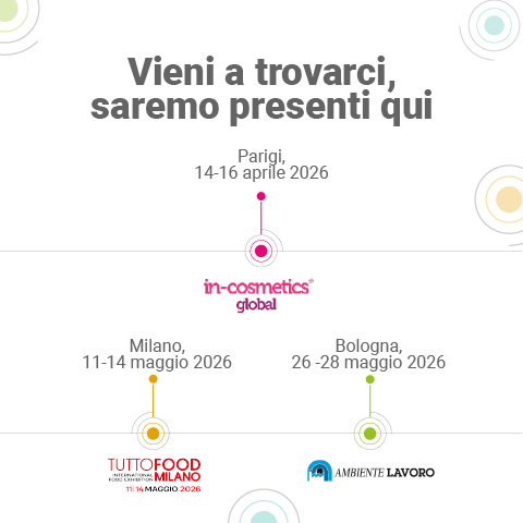 Immagine che illustra le prossime fiere a cui partecipa Lifeanalytics in ordine cronologico