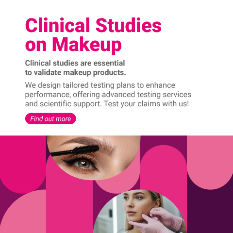 Clinical studies for decorative cosmetics by Lifeanalytics, featuring makeup testing services for mascara, foundations, and beauty products with scientific validation, safety assessments, and efficacy analysis