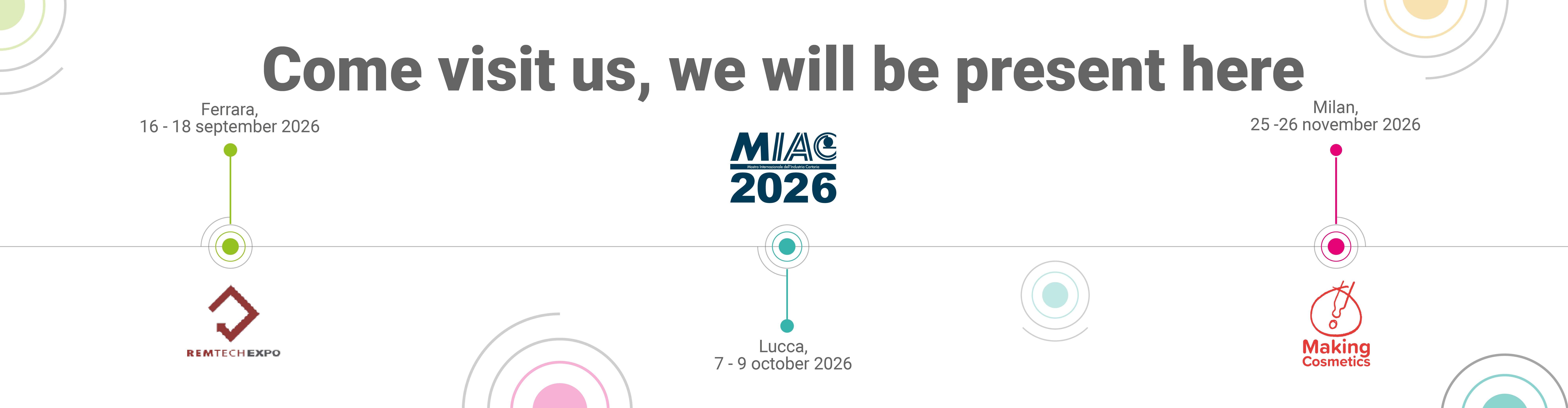 Image illustrating the upcoming fairs in which Lifeanalytics will participate in chronological order
