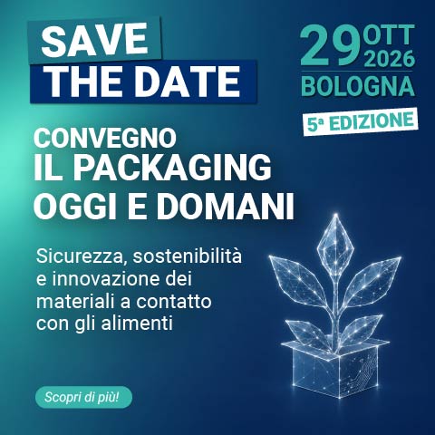 Immagine di un germoglio di pianta con foglie che esce da una scatola in cartone in stile wireframe brillante su sfondo blu, simbolo del convegno il packaging oggi e domani 2026 quinta edizione organizzato dalla business unit Product Safety di Ecol Studio Lifeanalytics