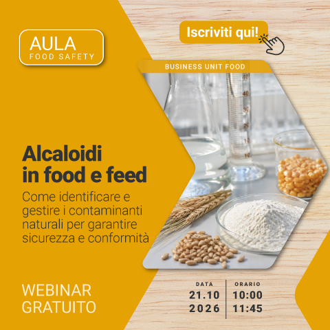 Immagine di cereali, farine, legumi e campioni alimentari in ambiente di laboratorio, simbolo del webinar gratuito Lifeanalytics Business Unit Food dedicato agli alcaloidi in Food e Feed, alla loro identificazione e alla gestione dei contaminanti naturali per garantire sicurezza e conformità.
