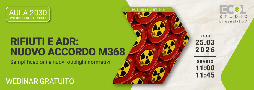 Immagine di contenitori con simboli di pericolo, simbolo del webinar gratuito EHS che tratta l'argomento dei rifiuti e adr seconod