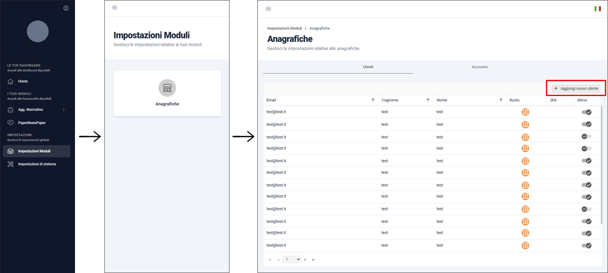 Immagine che rappresenta la sezione anagrafiche per la creazione di un nuovo utente per accedere all'area riservata My Lifeanalytics