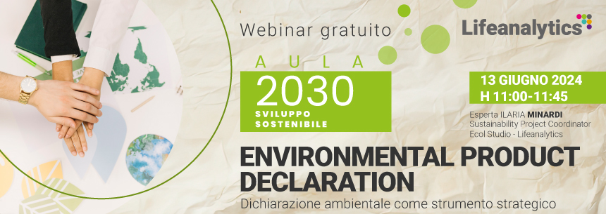 Illustrazione che promuove il webinar Aula 2030 Environmental Product Declaration
