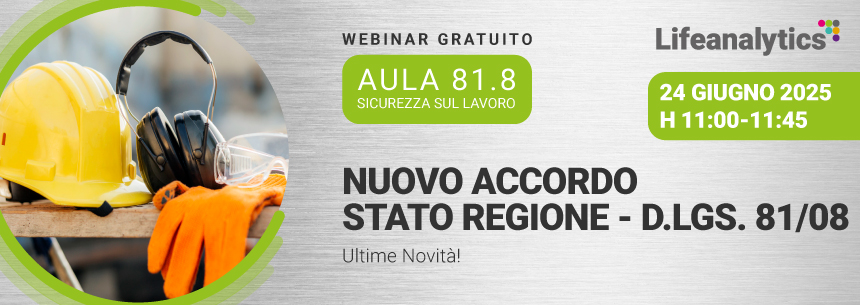 Immagine di dispositivi di sicurezza su un tavolo, un caschetto giallo, guanti, occhiali e cuffie, simbolo del webinar EHS di Lifeanalytics su nuovo accordo stato regione D.Lgs 81/08