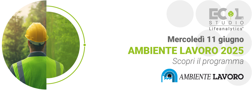 Immagine di un lavoratore che indossa un cappello giallo e un giacchetto catarifrangente che promuove il programma dei nostri seminari del giorno 11 giugno 2025 su prenotazione alla fiera Ambiente e Lavoro 2025