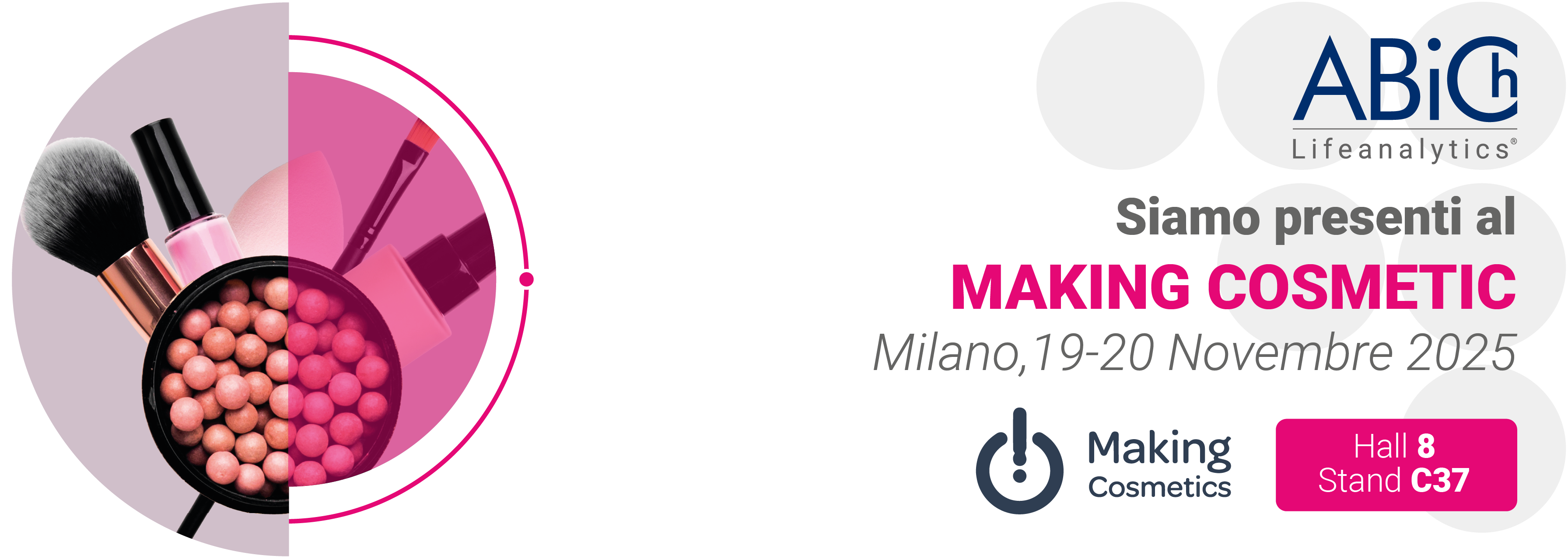 Immagine che promuove la fiera Making cosmetics della business unit cosmetic and medical devic