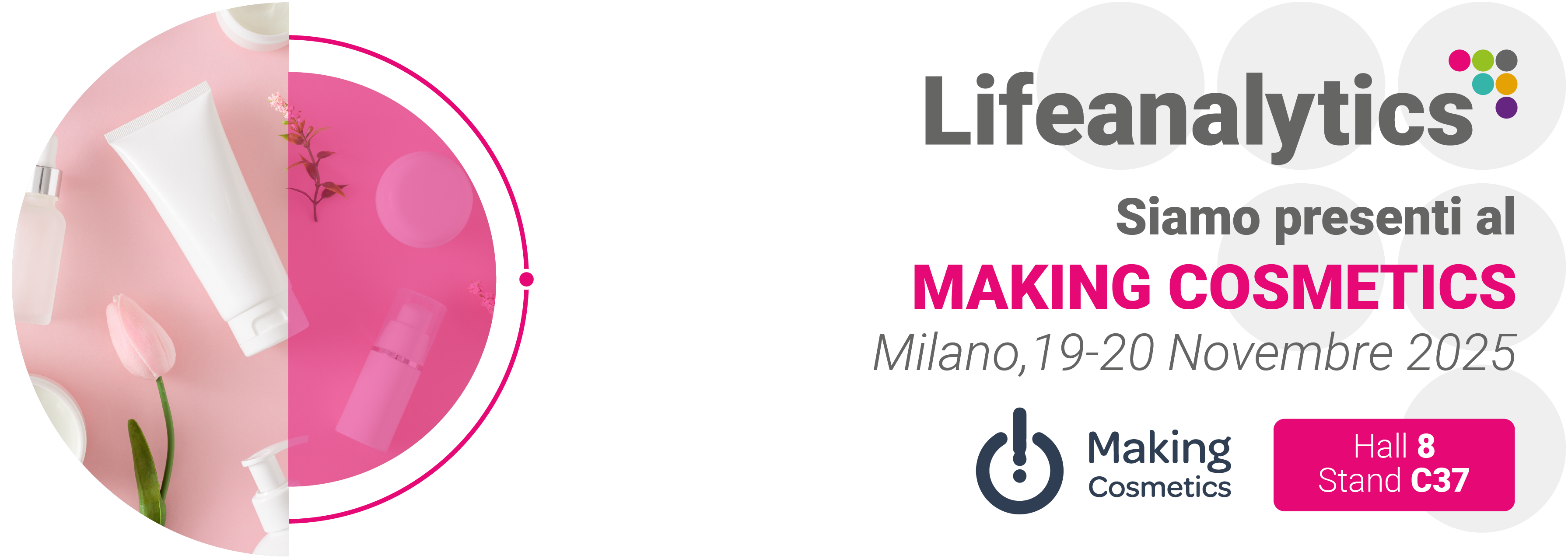 Immagine che promuove la fiera Making cosmetics della business unit cosmetic and medical device che si 