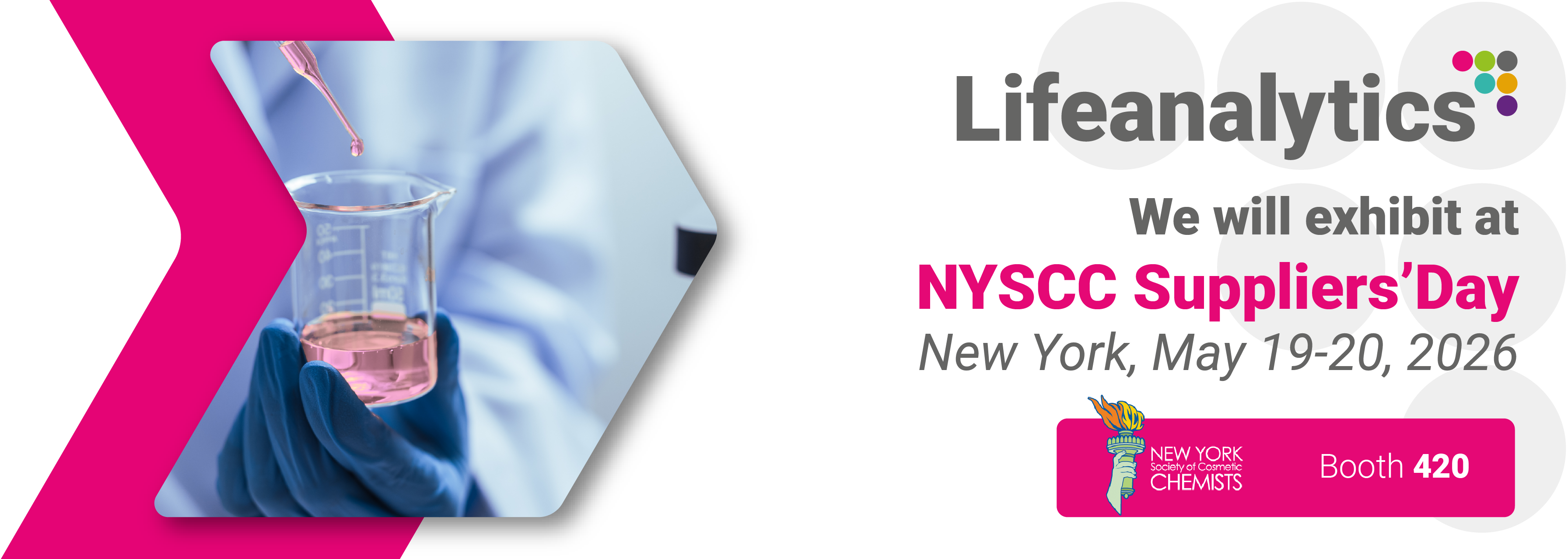 Promotional image of the NEW YORK SCC Suppliers' Day 2026 fair for the Cosmetics and Medical Devices division, which will be held in New York from 19 to 20 May 2026