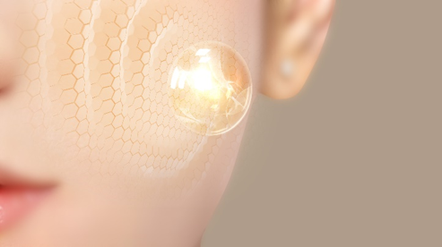 Primo piano del viso con rappresentazione digitale della struttura della pelle, simbolo dell’articolo dedicato alla menopausa, all’invecchiamento cutaneo, allo stress ossidativo, ai test di efficacia dei cosmetici e alla validazione scientifica degli ingredienti cosmetici della Business Unit Cosmetic & Medical Device di Lifeanalytics