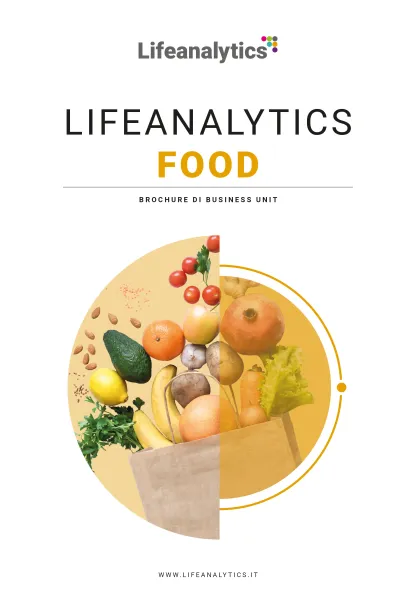 Illustrazione che rappresenta la cover della Brochure Lifeanalytics, Business Unit Food