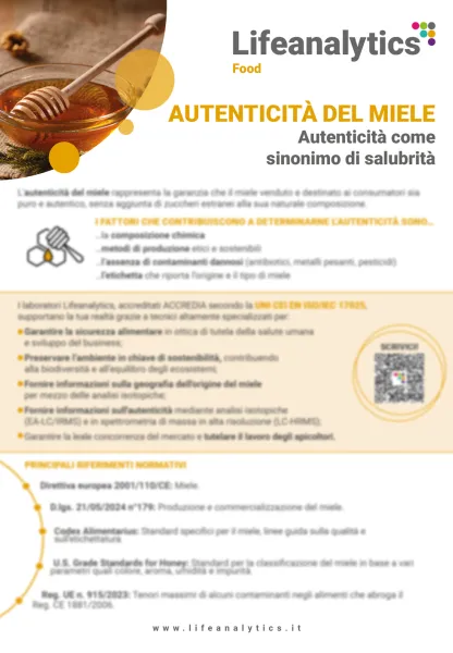 Illustrazione del flyer di servizio Food che presenta il servizio Autenticità del Miele