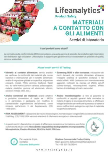 Illustrazione del flyer di servizio Product Safety che presenta il servizio Moca