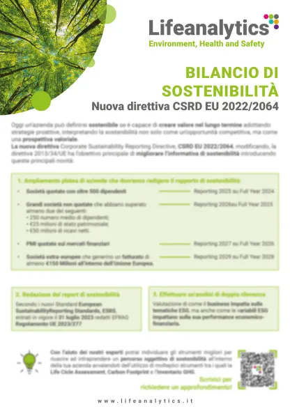 Illustrazione del flyer di servizio che presenta il servizio Sostenibilità