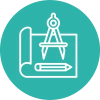 Foglio, matita e compasso, simbolo del mercato studi di architettura in cui Lifeanalytics offre servizi nell’ambito delle strutture e dell’edilizia civile per garantire un’assistenza specializzata per la pianificazione ed esecuzione di interventi di monitoraggi e diagnostica strutturale